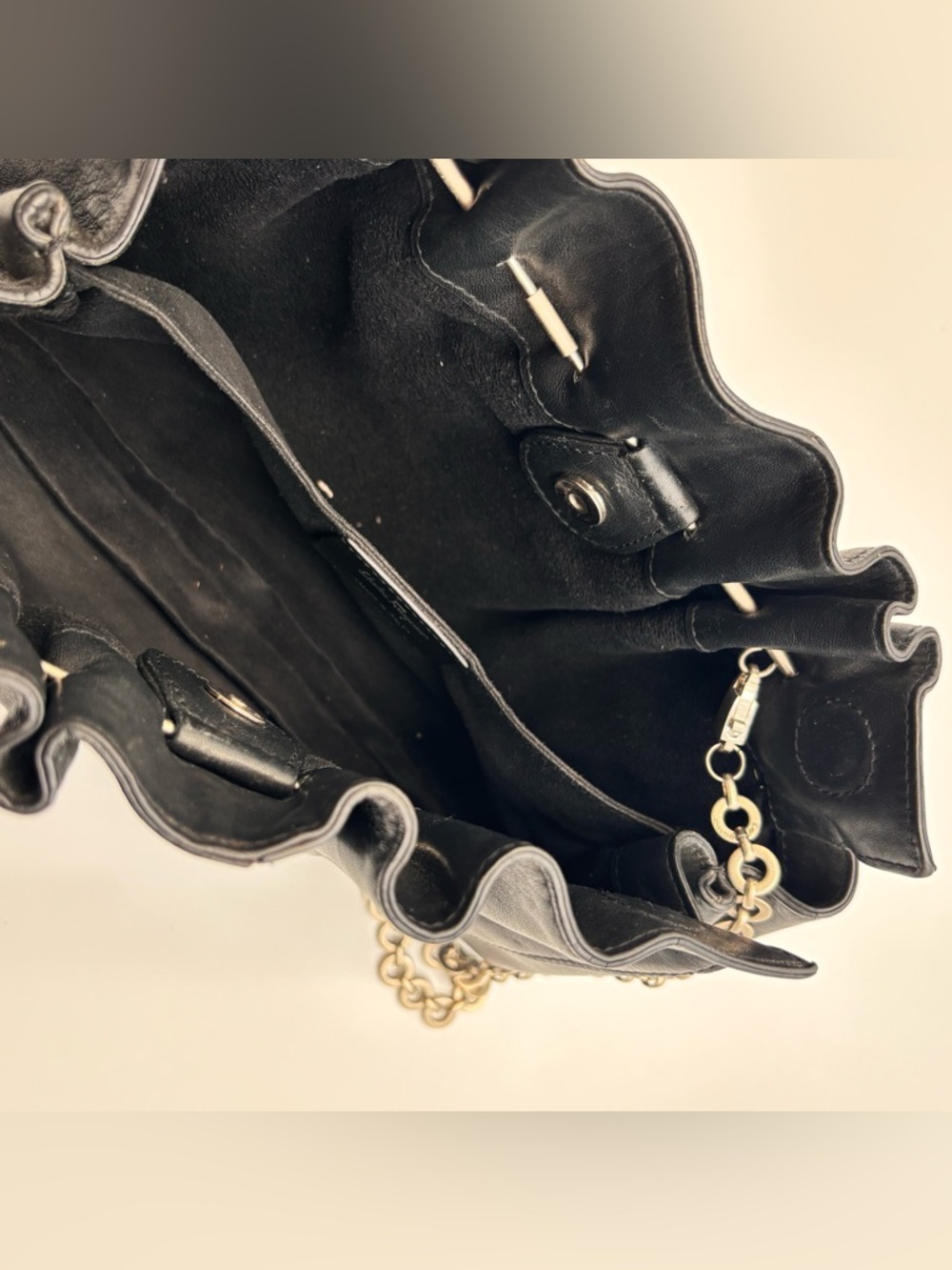 Salvatore Ferragamo Black Leather Chain Shoulder Bag - Picture 9 of 11
